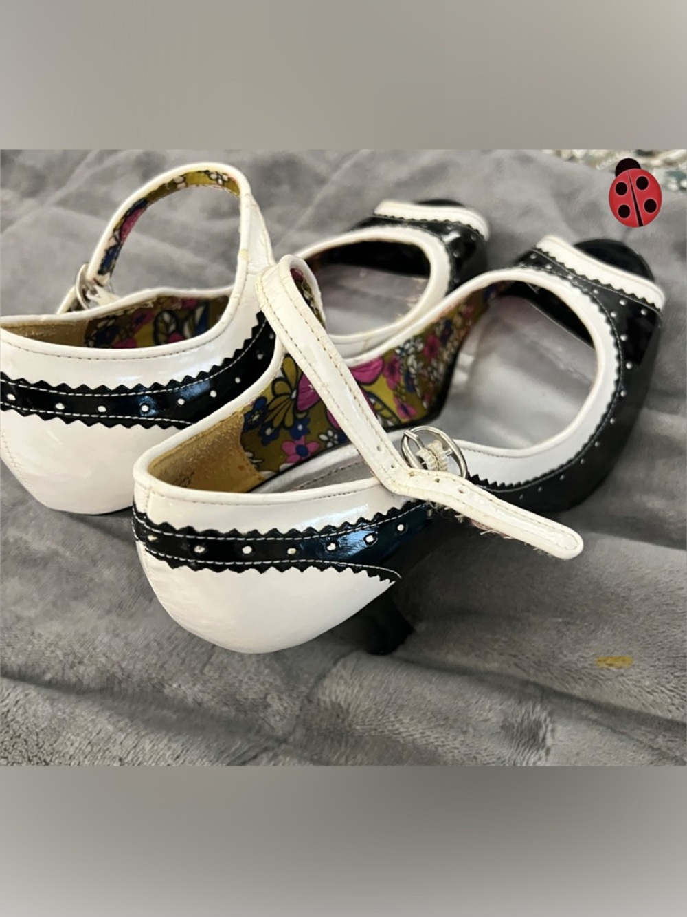 Madden Girl Black & White Mary Jane Peep-Toe. size 8.5.  4 inch heel. Vintage - Picture 2 of 10